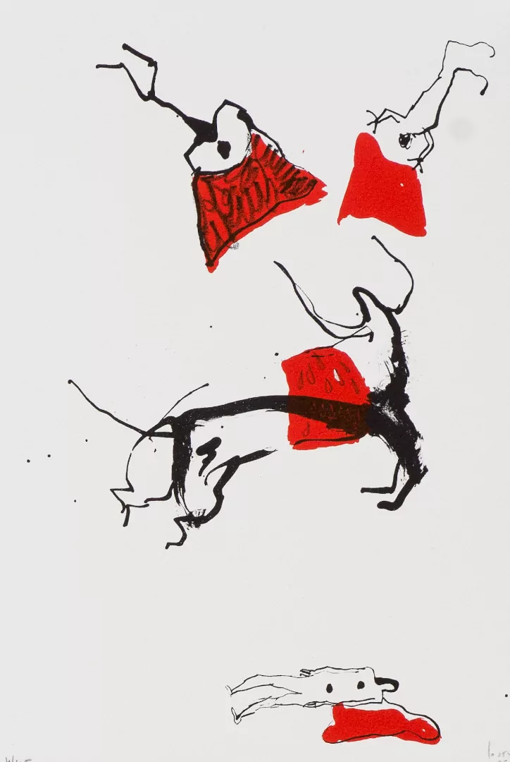 Huitième lithographie de l'album Corrida - lithographies de Patrick Loste, artiste peintre catalan. Atelier Pousse Caillou à Roquefort des Corbières